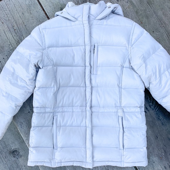 Ralph Lauren white gray insulated winter down snap zip closure puffer jacket - Picture 14 of 16